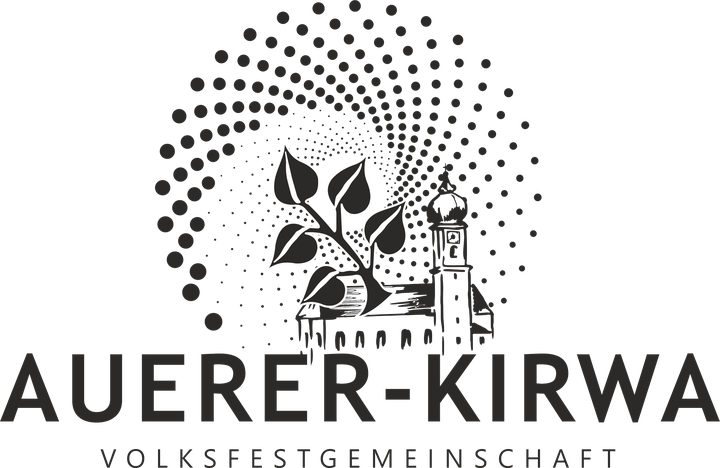 Schwarz-weißes Logo der Auerer Kirwa Volksfestgemeinschaft